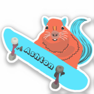 Sticker Naughty Squirrel #974 Custom Name Skate