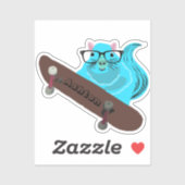 Sticker Naughty Squirrel #985 Nom personnalisé Patinage (Feuille)