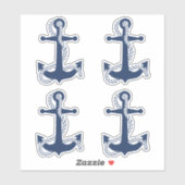 Sticker Nautical Anchor & Rope Navy White ID836 (Feuille)