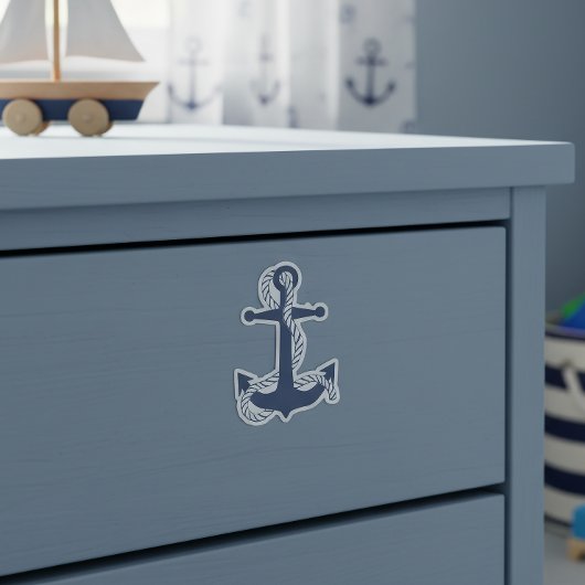 Sticker Nautical Anchor & Rope Navy White ID836