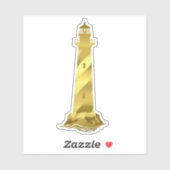 Sticker Nautical gold tone light house/lighthouse (Feuille)