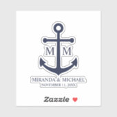 Sticker Nautical Navy Blue Anchor Wedding (Feuille)
