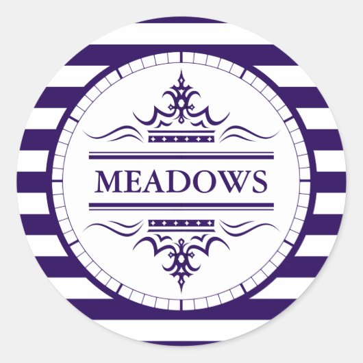 Sticker Nautique Élégant de la Marine Monogram Cla (Devant)