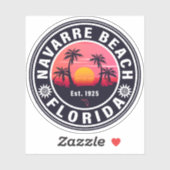Sticker Navarre Floride Plage Retro Sunset Palmiers 60s (Feuille)