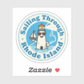 Sticker Naviguer à travers Rhode Island : Phare côtier (Feuille)