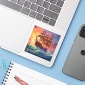 Sticker Navire À Voile Sur Une Mer Tempérée (Ordinateur portable avec iPhone)