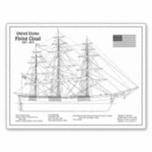 Sticker Navire Clipper Flying Cloud - Plan du navire BD (Devant)