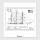 Sticker Navire Clipper Flying Cloud - Plan du navire BD (Feuille)