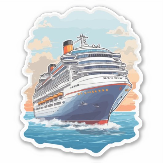 Sticker Navire de croisière coloré (Devant)