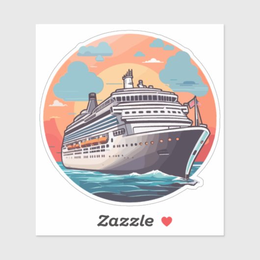 Sticker Navire de croisière coloré (Feuille)