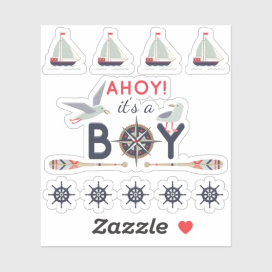 Sticker Navire nautique Ahoy Baby Boy Scrapbook (Feuille)