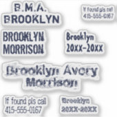 Sticker Navy Blue 7 Custom Textes Nom Cool Decal School (Devant)