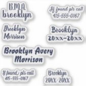 Sticker Navy Blue 7 Custom Textes Nom Script Decal School (Devant)