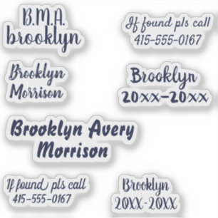 Sticker Navy Blue 7 Custom Textes Nom Script Decal School