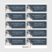 Sticker Navy Blue Blush rose Floral Mariage Adresse d'invi (Feuille)