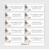 Sticker Navy Blue Blush rose Floral Mariage Adresse d'invi (Feuille)