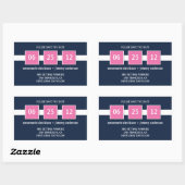 Sticker - Navy Pink Squares Bewaar de datum (Vel)