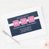 Sticker - Navy Pink Squares Bewaar de datum (Envelop)