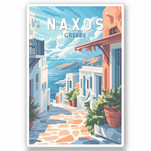 Sticker Naxos Grèce Travel Art Vintage (Devant)