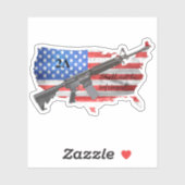 Sticker Ne doit pas être violé Drapeau américain AR15 Rifl (Feuille)