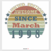Sticker né en mars 1998 anniversaire vintage (Feuille)