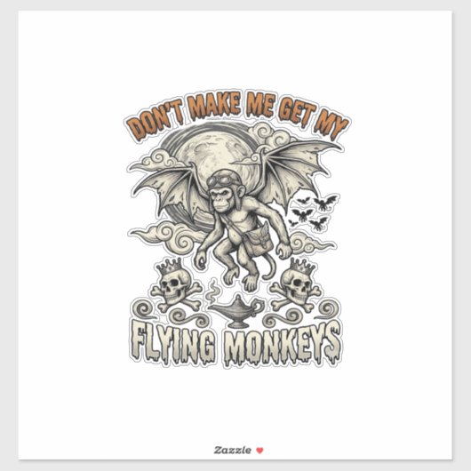 Sticker Ne me fais pas chercher les singes volants Hallowe (Feuille)