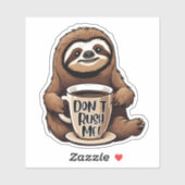 Sticker Ne me pressez pas mignonne fentes avec café étanch (Feuille)