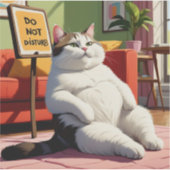 Sticker Ne pas déranger Fat Cat Drôle (Devant)