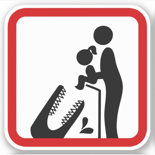 Sticker Ne pas nourrir sa fille au Zoo du Crocodile (Devant)