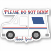 Sticker Ne pas plier, Merci de camion de courrier (Devant)