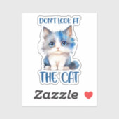 Sticker Ne regardez pas le chat - adorable chaton bleu (Feuille)