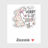 Sticker Ne vous inquiétez pas être optimiste heureux lapin (Feuille)