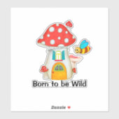 Sticker Né Wild Whimsical Fairy Mushroom Bumble Bee (Feuille)
