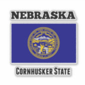 Sticker Nebraska, État Cornhusker, Drapeau (Devant)