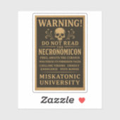 Sticker Necronomicon - Précaution interdite par Miskatonic (Feuille)