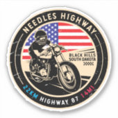 Sticker Needles Highway Motorcycle du Dakota du Sud (Devant)