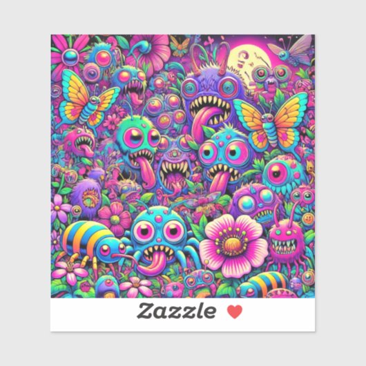 Sticker Neon Bug Invasion (Feuille)