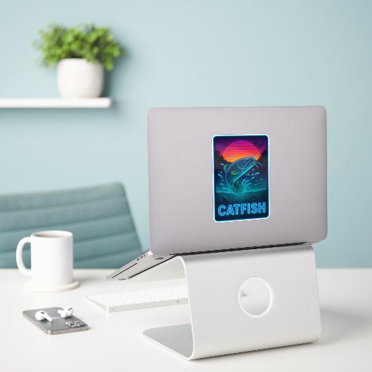 Sticker Neon Catfish (Ordinateur portable sur le bureau)