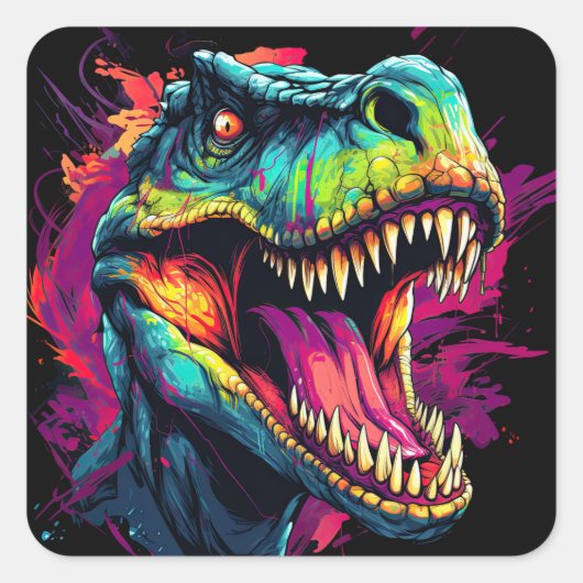Sticker NEON DINOSAUR aux couleurs vives (Devant)