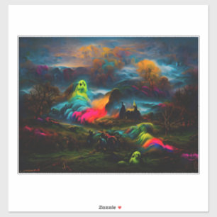 Sticker Neon Ghosts dans un paysage d'Imaginaire hanté