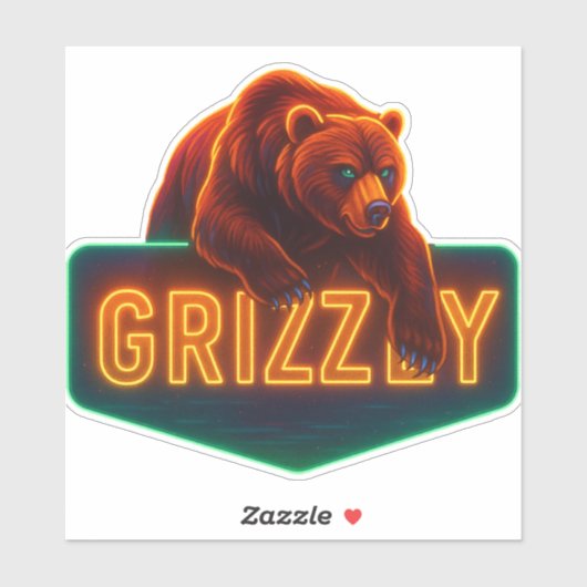 Sticker Neon Grizzly (Feuille)
