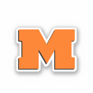 Sticker Neon Sunset Orange et blanc 3D Big Modern Initial