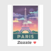 Sticker Neon Synthwave Tour Eiffel Paris France (Feuille)