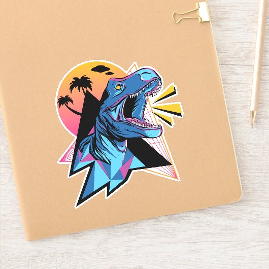 Sticker Neon T-Rex Dinosaur Graphique Ado Enfants Cool ten (Carnet)