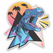 Sticker Neon T-Rex Dinosaur Graphique Ado Enfants Cool ten (Devant)