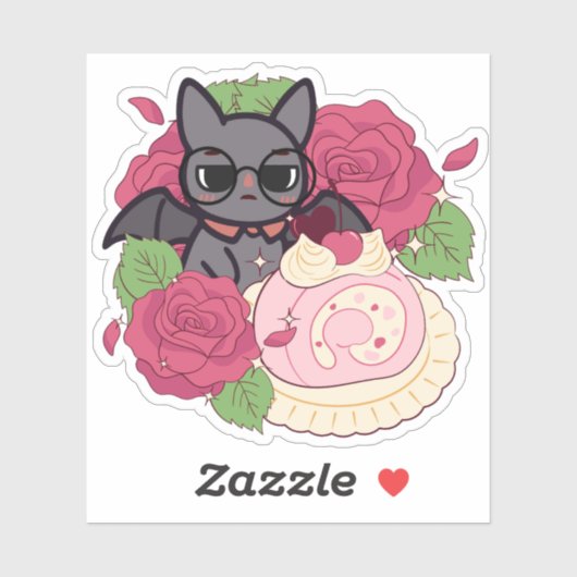 Sticker Nerdy Bat et Rose Swiss Roll (Feuille)