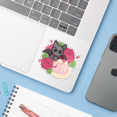 Sticker Nerdy Bat et Rose Swiss Roll (Ordinateur portable avec iPhone)