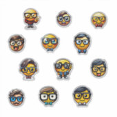 Sticker Nerdy Emoji Heads - Une collection de mignons, Gee (Devant)