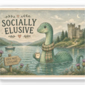 Sticker Nessie Cryptide Confortable Élusive Socialement Lo (Recto)