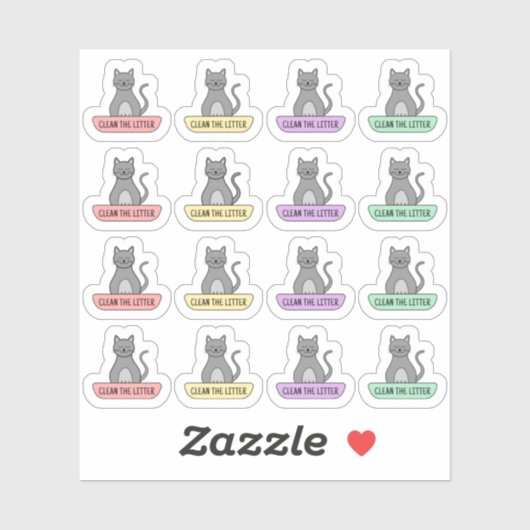 Sticker Nettoyer Boîte à litière Rappel pour animaux de co (Feuille)